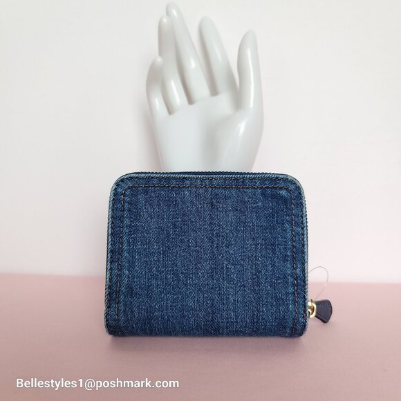 COACH Billfold Small Wallet in Denim Fabric- Deep Blue color⭐ - Picture 7 of 16